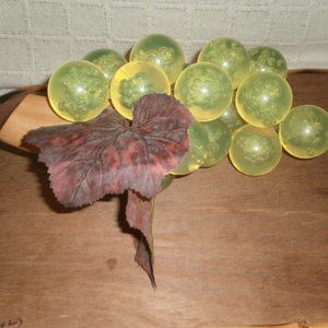 Mid Century Modern Lucite Large Glass green Grapes Cluster Driftwood~ 11" x 7"